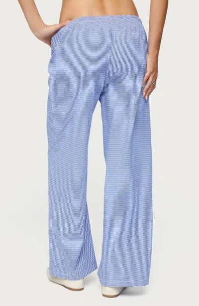 Edikted Olivia Stripe Relaxed Fit Drawstring Pants In Blue