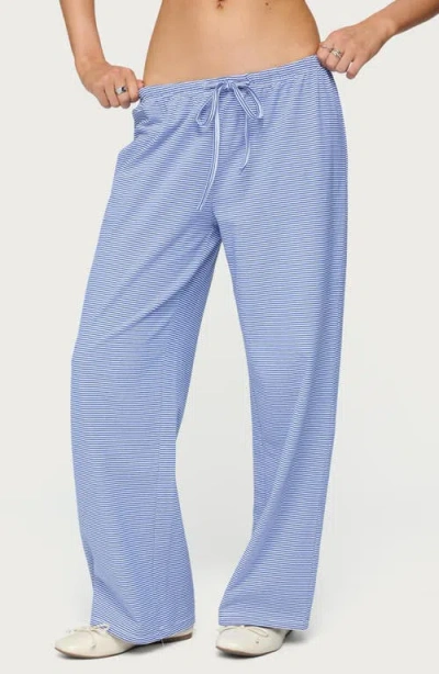 Edikted Olivia Stripe Relaxed Fit Drawstring Pants In Blue