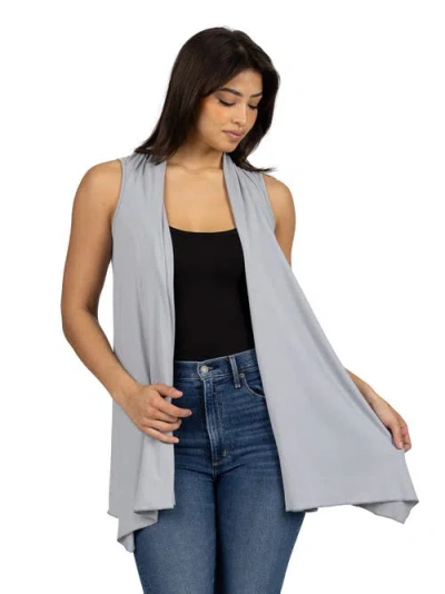 24seven Comfort Apparel Maternity Draped Open Front Sleeveless Cardigan