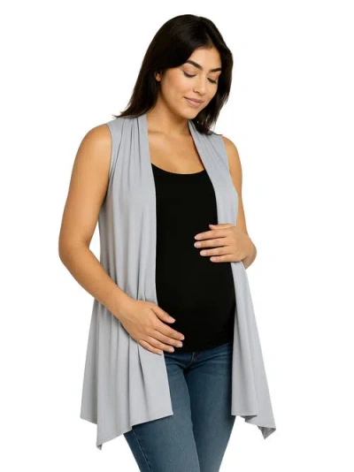 24seven Comfort Apparel Maternity Draped Open Front Sleeveless Cardigan