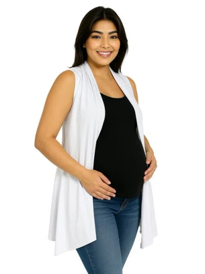 24seven Comfort Apparel Maternity Draped Open Front Sleeveless Cardigan