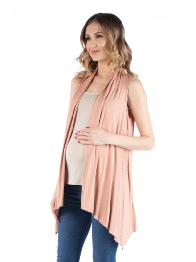 24seven Comfort Apparel Maternity Draped Open Front Sleeveless Cardigan