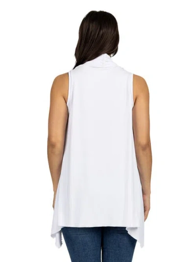 24seven Comfort Apparel Maternity Draped Open Front Sleeveless Cardigan