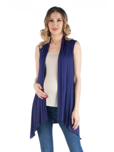 24seven Comfort Apparel Maternity Draped Open Front Sleeveless Cardigan