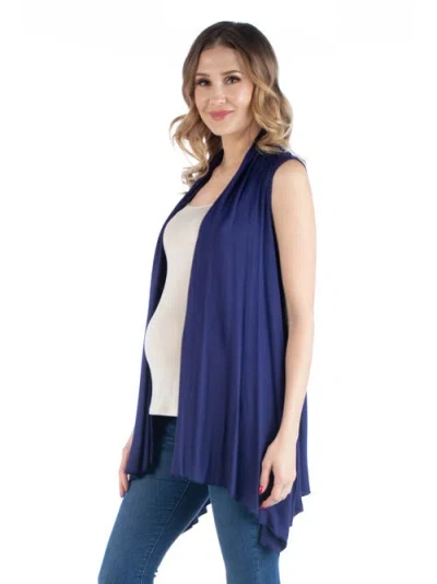 24seven Comfort Apparel Maternity Draped Open Front Sleeveless Cardigan