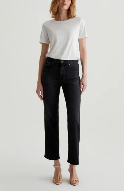 Ag Brinley Mid-rise Straight Leg Jeans In Glasgow In Black