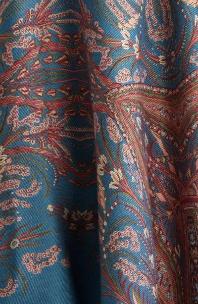 Etro Paisley Print Cape In Blue