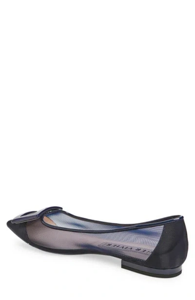 Roger Vivier Gommettine Buckle Pointed Toe Mesh Ballerina Flat