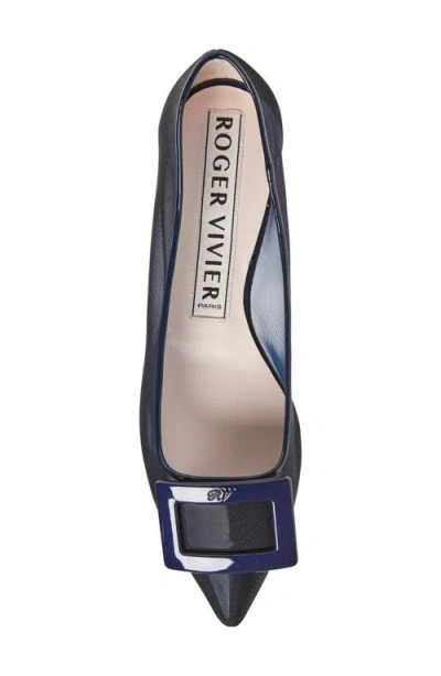 Roger Vivier Gommettine Buckle Pointed Toe Mesh Ballerina Flat