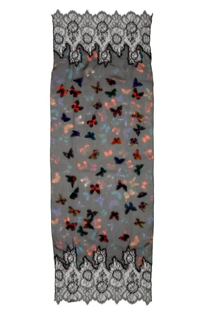 Valentino Garavani Embroidered Butterfly Lace Silk Scarf