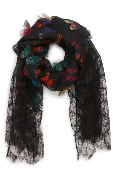 Valentino Garavani Embroidered Butterfly Lace Silk Scarf
