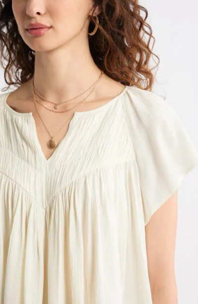 Treasure & Bond Shirred Raglan Sleeve Gauze Top In White