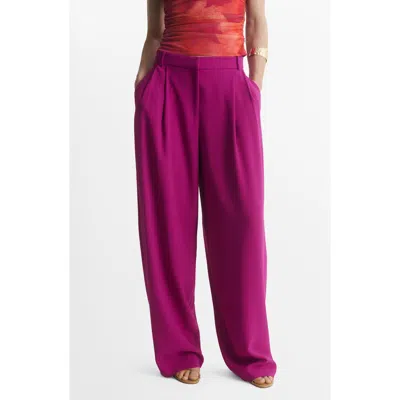 Mango Pleat Detail Trousers Fuchsia In Pink