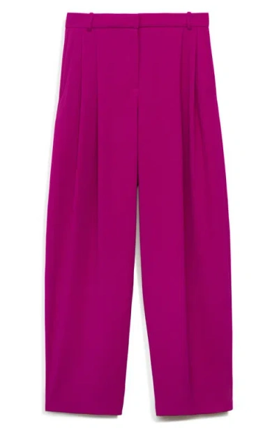 Mango Pleat Detail Trousers Fuchsia In Pink