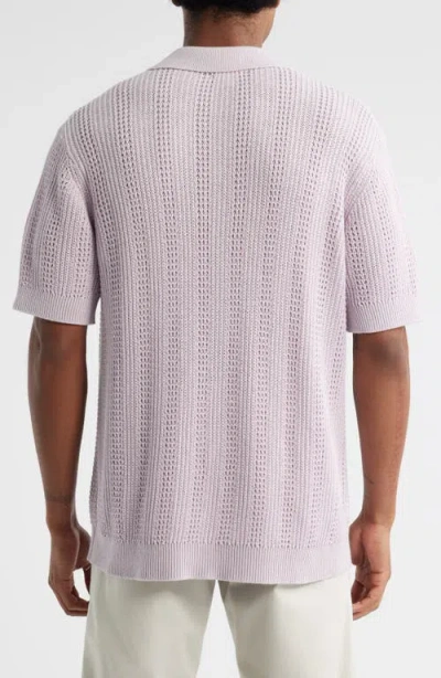 Open Edit Short Sleeve Polo Sweater In Pink