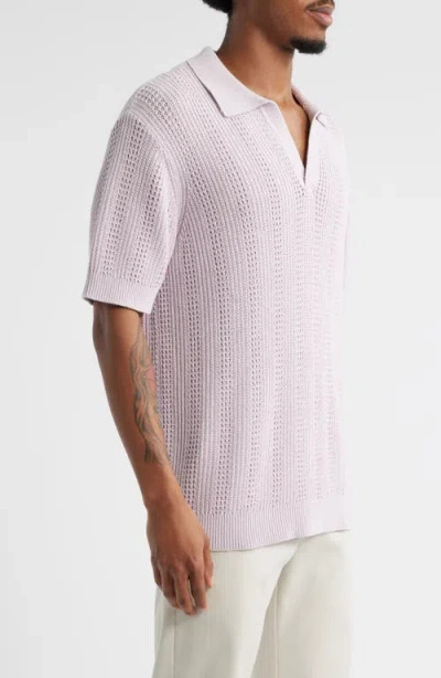 Open Edit Short Sleeve Polo Sweater In Pink