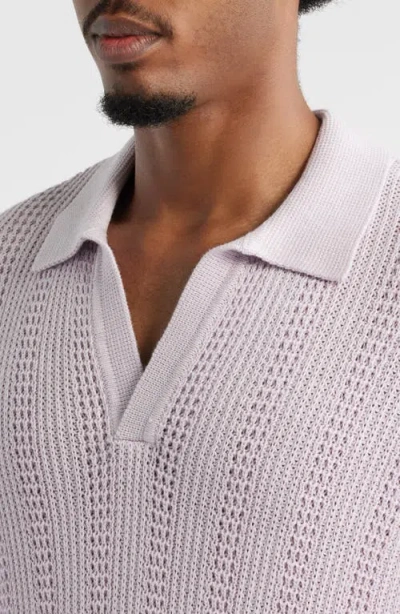 Open Edit Short Sleeve Polo Sweater In Pink