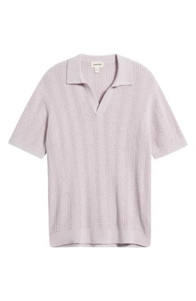 Open Edit Short Sleeve Polo Sweater In Pink
