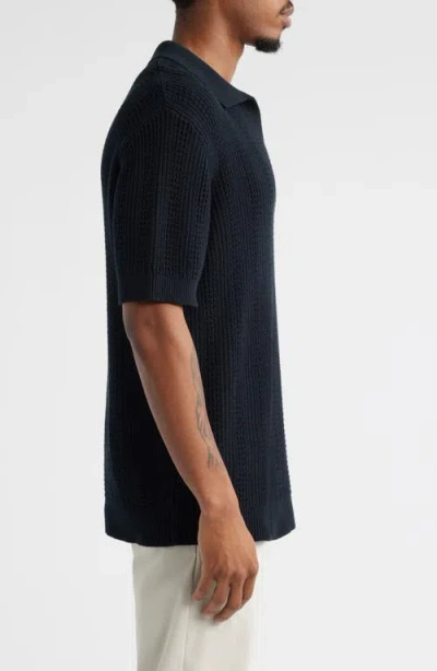 Open Edit Short Sleeve Polo Sweater In Blue