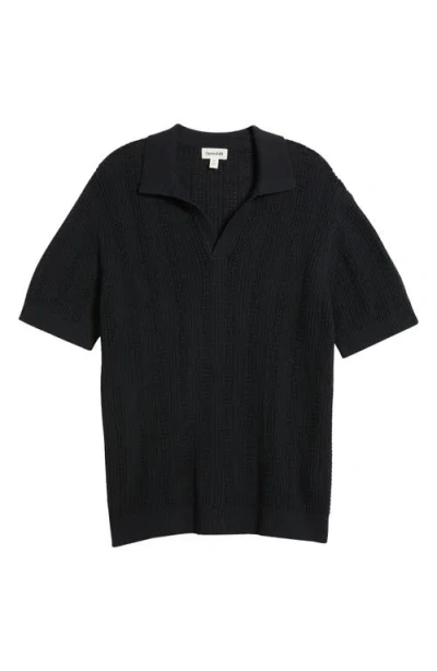 Open Edit Short Sleeve Polo Sweater In Blue
