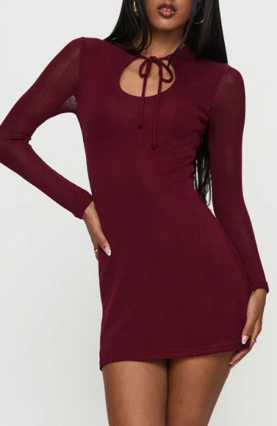 Princess Polly Primavera Long Sleeve Rib Body-con Minidress
