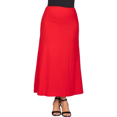 24seven Comfort Apparel Maternity Elastic Waist Maxi Skirt
