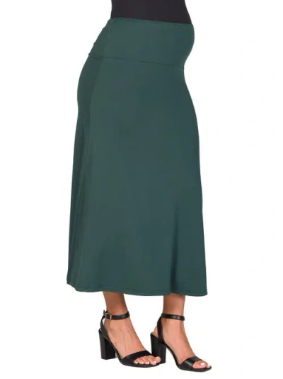 24seven Comfort Apparel Maternity Elastic Waist Maxi Skirt