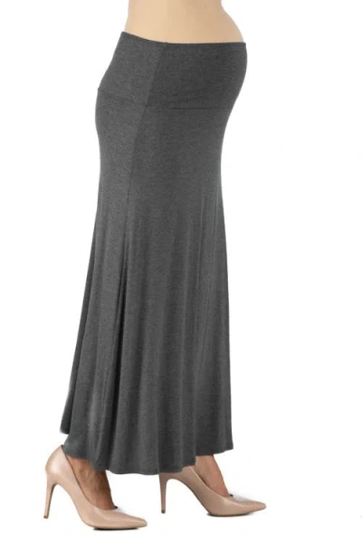 24seven Comfort Apparel Maternity Elastic Waist Maxi Skirt