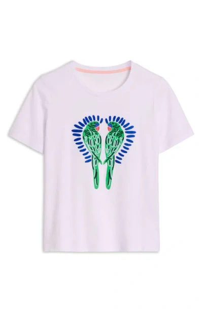 Boden Embroidered Parrots Cotton Graphic T-shirt In White