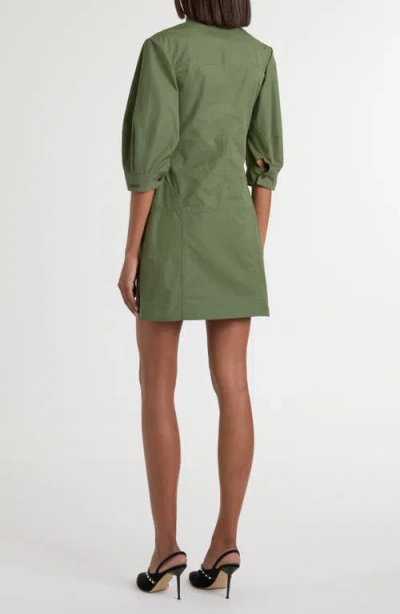 Alexander Mcqueen Mcqueen Day Button Front Cotton Poplin Minidress In Green