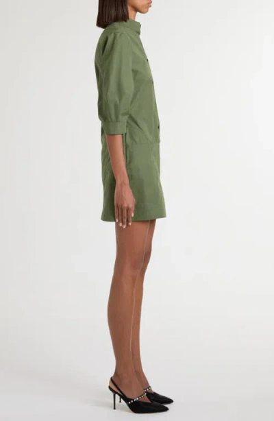 Alexander Mcqueen Mcqueen Day Button Front Cotton Poplin Minidress In Green