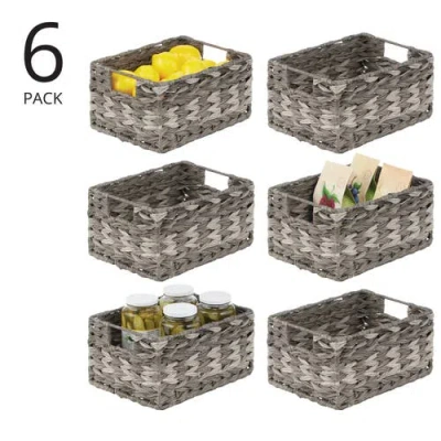 Mdesign Woven Farmhouse Pantry Food Storage Bin Basket Box, 6 Pack