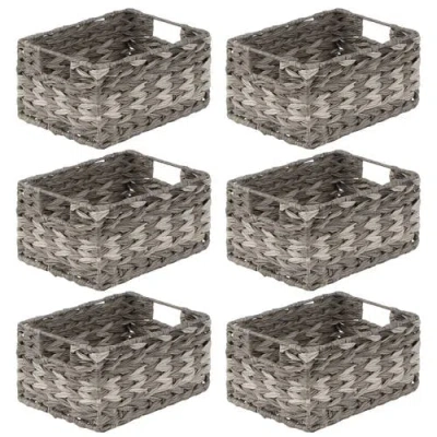 Mdesign Woven Farmhouse Pantry Food Storage Bin Basket Box, 6 Pack