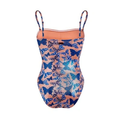 Vilebrequin Bustier One-piece Swimsuit Disco Butterflly In Blue