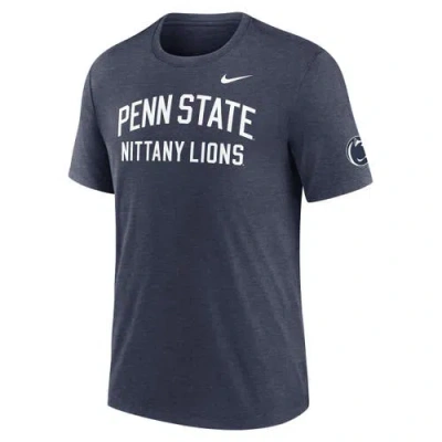 Nike Heather Navy Penn State Nittany Lions Campus Collegiate Block Tri-blend T-shirt In Gray
