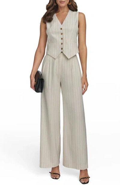 Donna Karan New York Pinstripe Linen Blend Vest