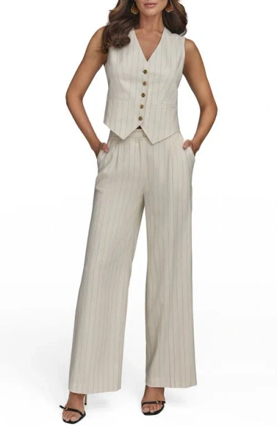 Donna Karan New York Pinstripe Linen Blend Vest