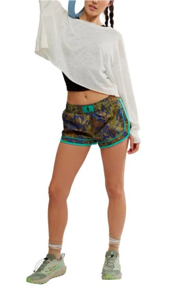 Free People Fp Movement Varsity Blues Print Athletic Shorts In Multi
