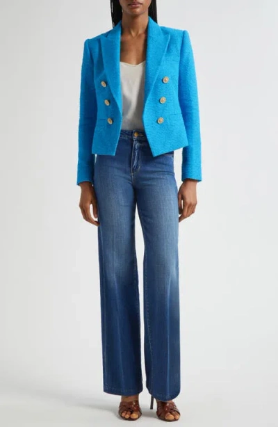L Agence L'agence Brooke Double Breasted Crop Cotton Blend Blazer