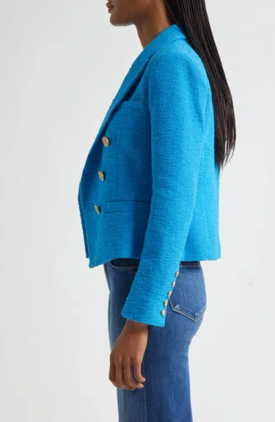 L Agence L'agence Brooke Double Breasted Crop Cotton Blend Blazer