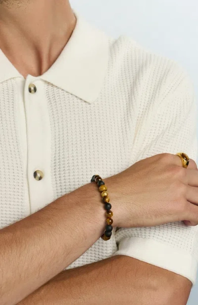 Nialaya Matte Onyx And Brown Tiger Eye Wristband