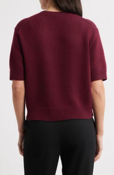 Theory Short Sleeve Crop Wool & Cashmere Sweater In Red