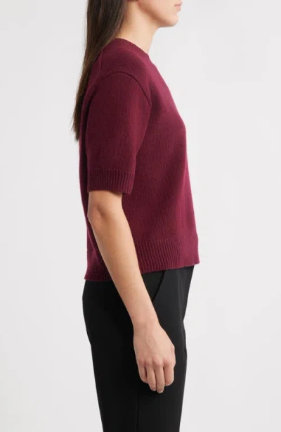 Theory Short Sleeve Crop Wool & Cashmere Sweater In Red