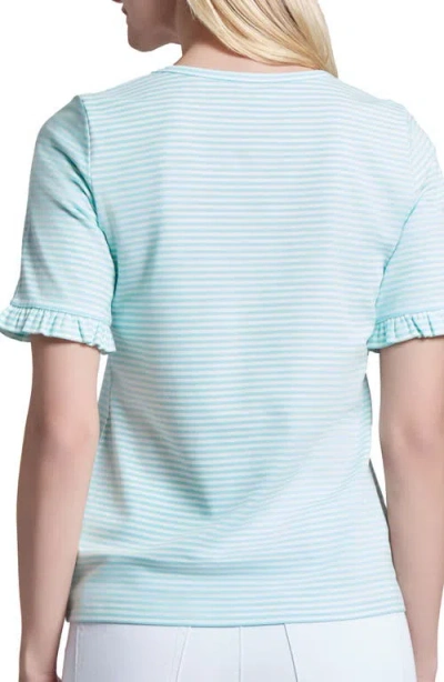 Jones New York Elbow Ruffle Sleeve Top In Blue