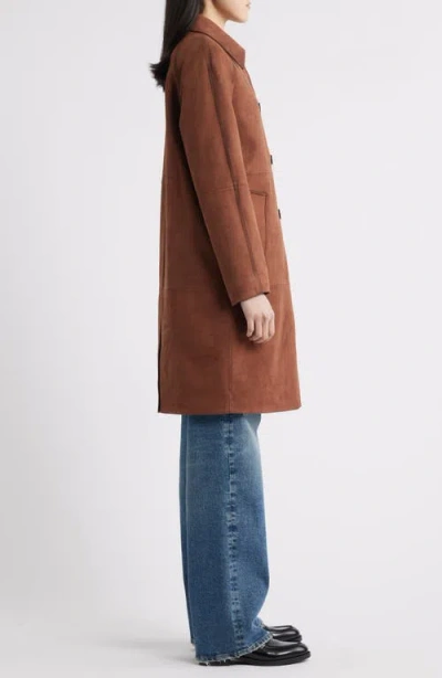 Bcbg Paneled Faux Suede Coat In Brown