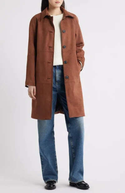 Bcbg Paneled Faux Suede Coat In Brown