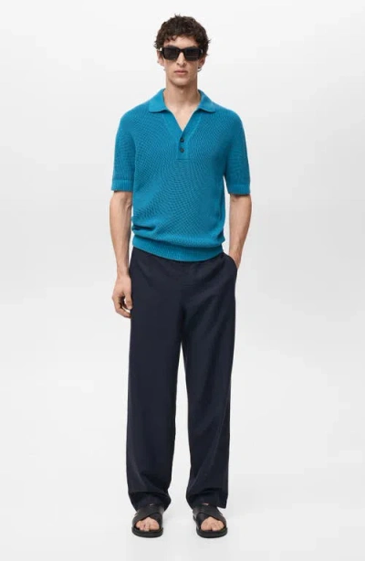 Mango Regular Fit Pants In Blue