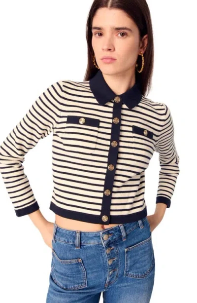 Maje Cropped Rib Knit Cardigan