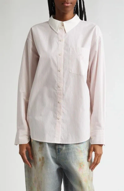 Acne Studios Saffron Stripe Cotton Poplin Button-up Shirt In Neutral
