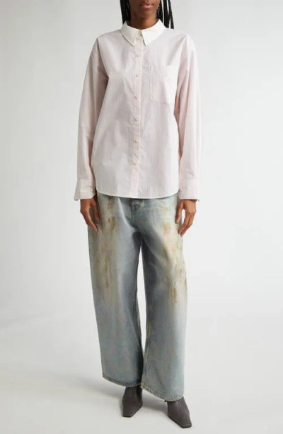 Acne Studios Saffron Stripe Cotton Poplin Button-up Shirt In Neutral